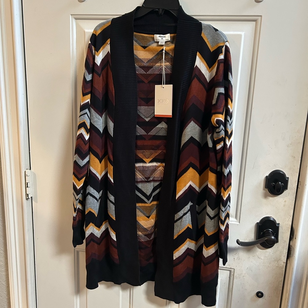 New Missoni Multicolor Chevron Cardigan Sz L